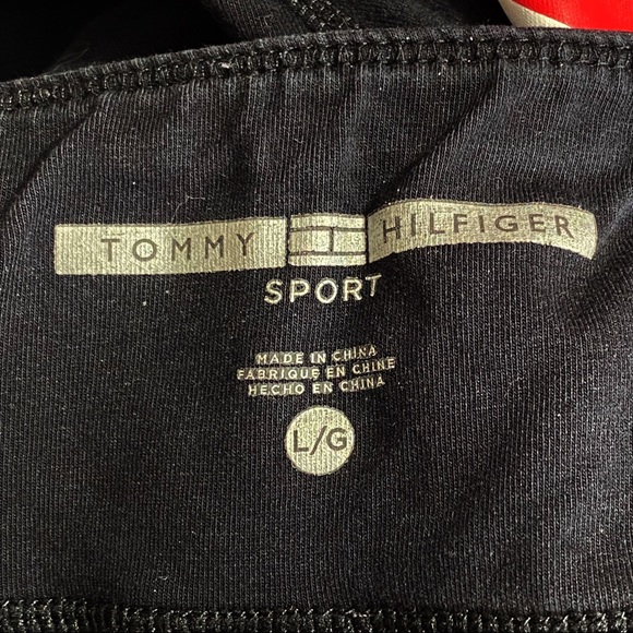 TOMMY HILFIGER name side graphic color bands waist pocket cotton workout pant L - Picture 6 of 7